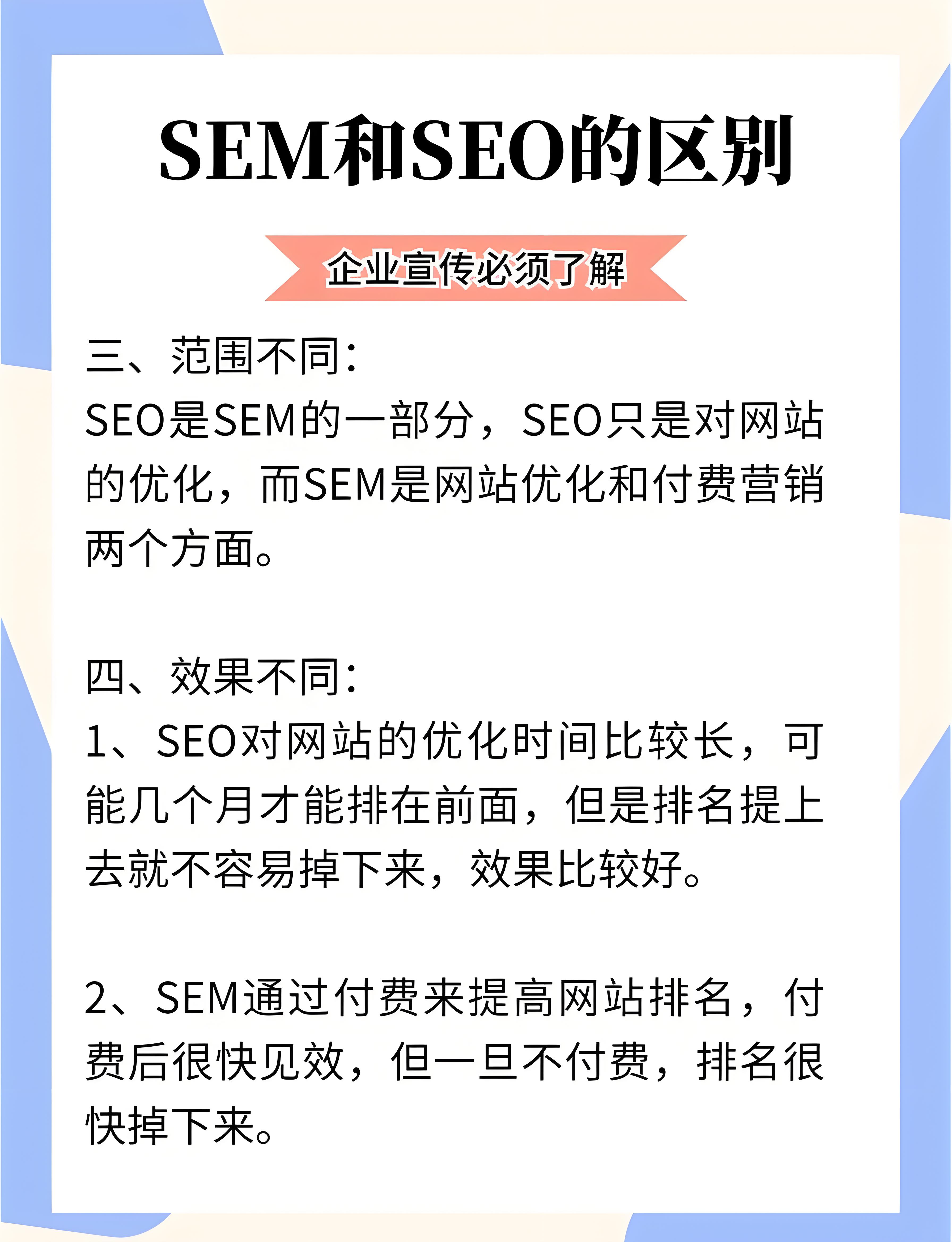 seo和sem的区别是什么